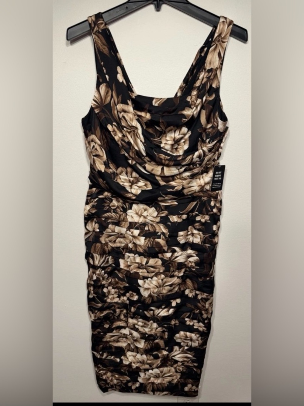 Express Floral Ruched Bodycon Dress Cowl Neck Sleeveless Knee Length Size 10 NWT